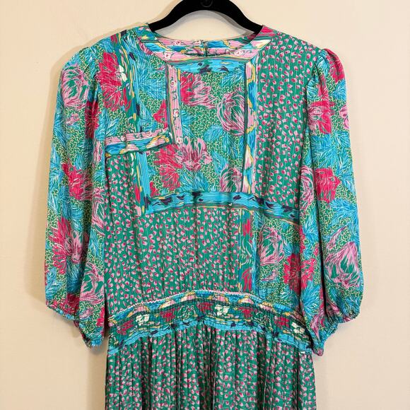 Vintage Susan Freis Floral Maxi Dress Small - Picture 3 of 8